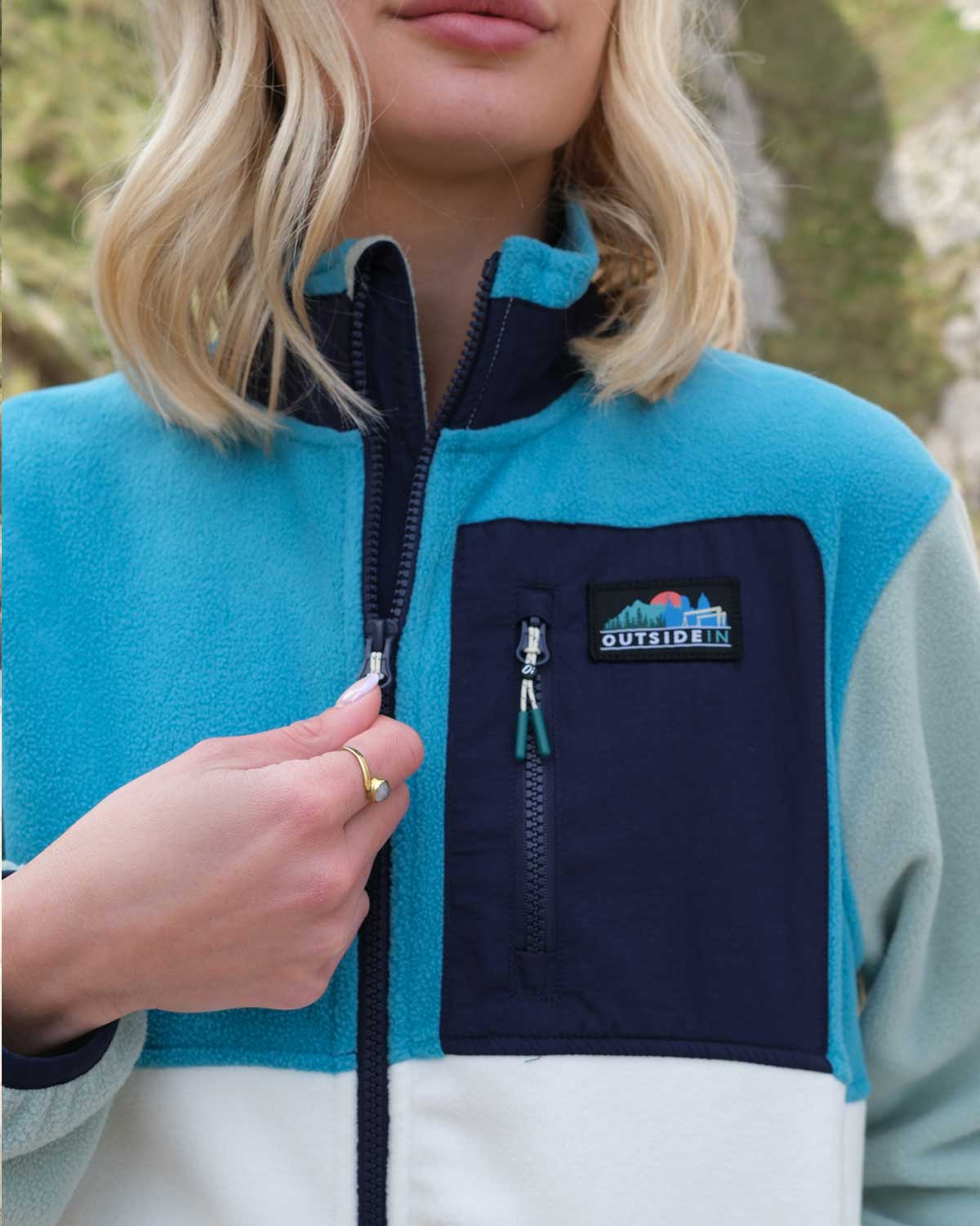 Sea Glass Blue Full Zip Pocket Microfleece - Image 5